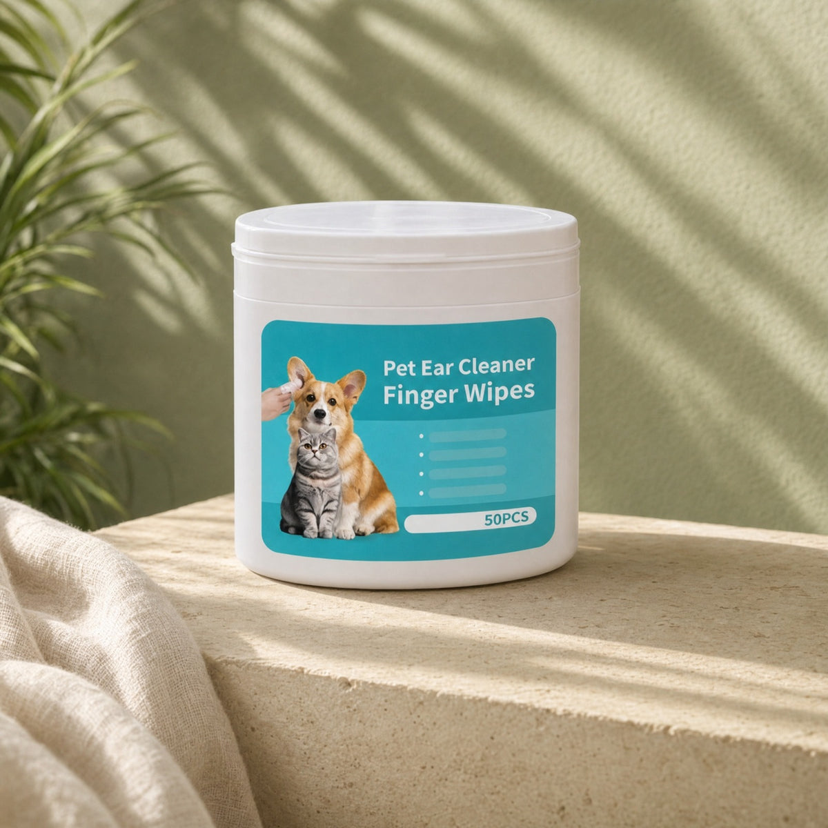 Pawkit pet ear cleaner finger wipes tub, 50 count